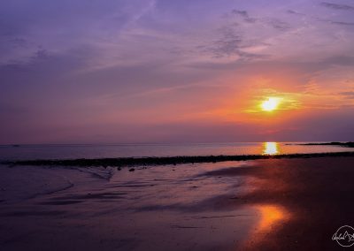Purple sunset on the beach